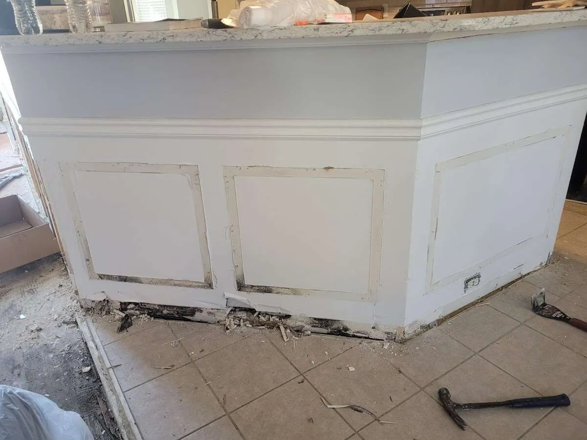 Water damage and mold on kitchen during Storm Damage Restoration in Franklin